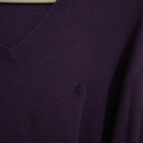 Purple Polo V Neck Sweater - Picture 2 of 3